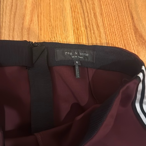 rag & bone Simone Ponte Pants Burgundy Side Stripe Black White - Picture 4 of 6